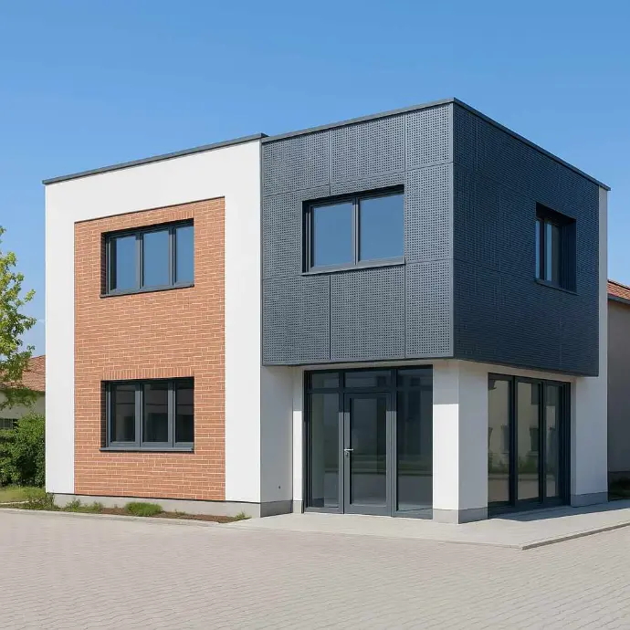 Geschäftshaus mit Metallfassade in Hollabrunn